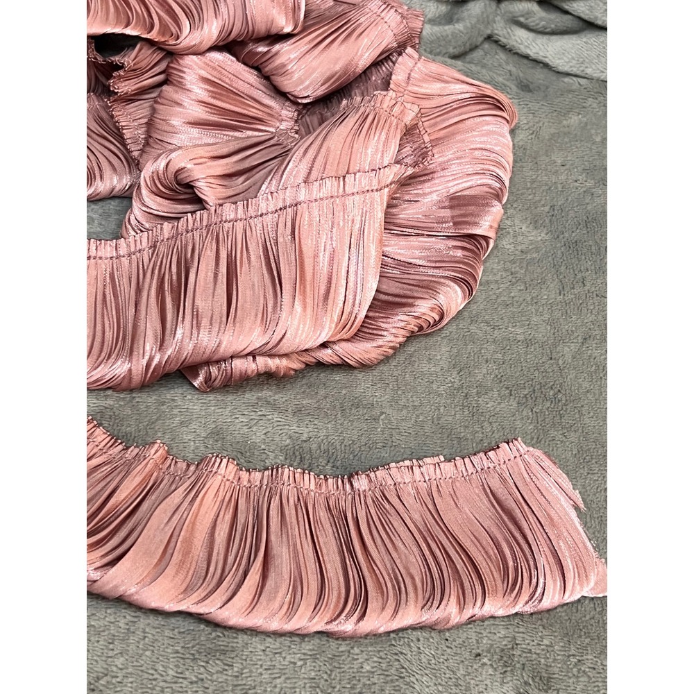 Vintage Dusty Rose Pleated Satin Trim 82" Accordion Ruffle Sewing Craft Ribbon